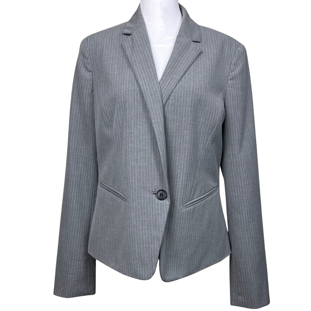 Ann Taylor Blazer Jacket Women Pinstripe Long Sleeve Lined Sz 10 Corpcore Career
